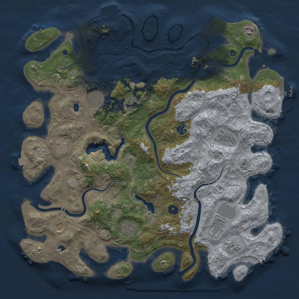 Rust Map: Procedural Map, Size: 4500, Seed: 247929854, 17 Monuments