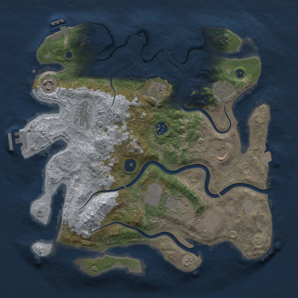 Rust Map: Procedural Map, Size: 3500, Seed: 1329037118, 15 Monuments