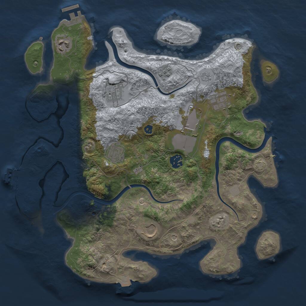 Rust Map: Procedural Map, Size: 3500, Seed: 911248705, 14 Monuments