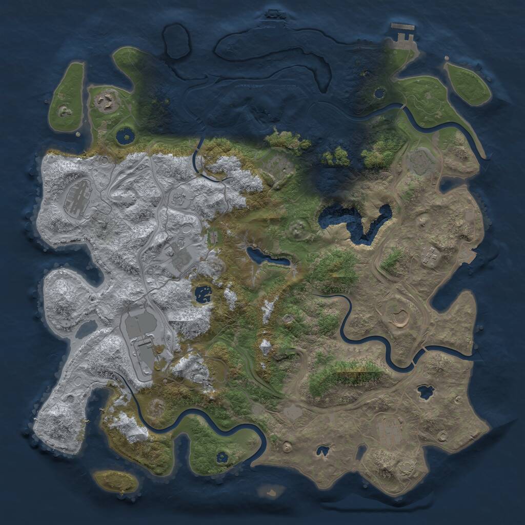 Rust Map: Procedural Map, Size: 4500, Seed: 708920287, 17 Monuments