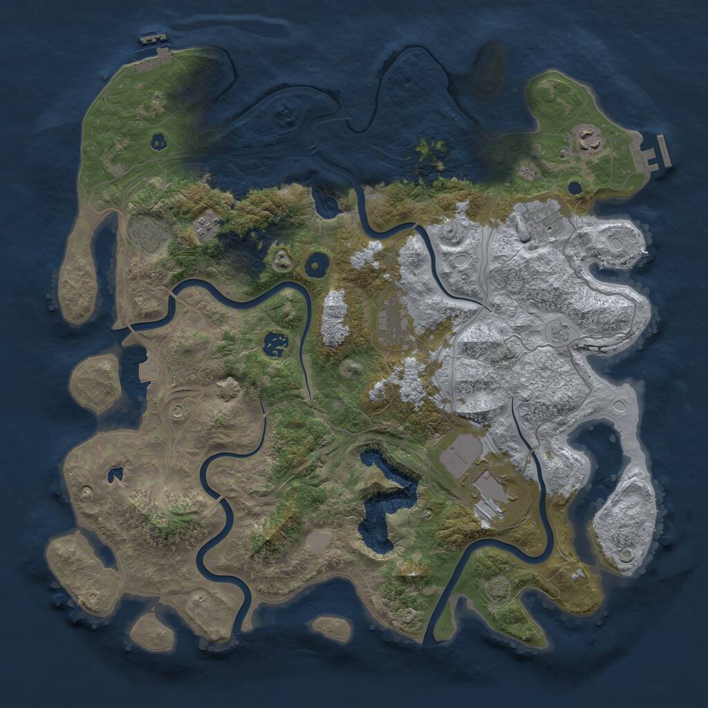 Rust Map: Procedural Map, Size: 4250, Seed: 80695215, 13 Monuments