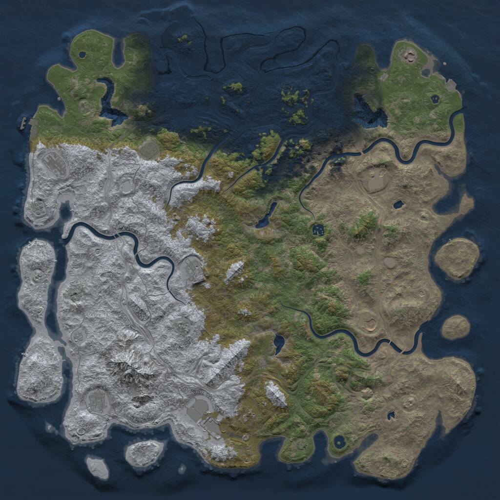 Rust Map: Procedural Map, Size: 6000, Seed: 1428983743, 17 Monuments