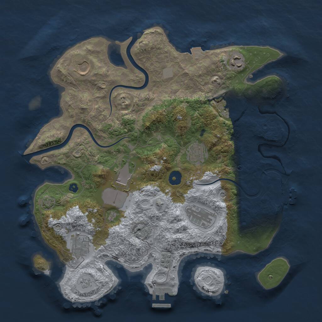 Rust Map: Procedural Map, Size: 3500, Seed: 1842786338, 14 Monuments