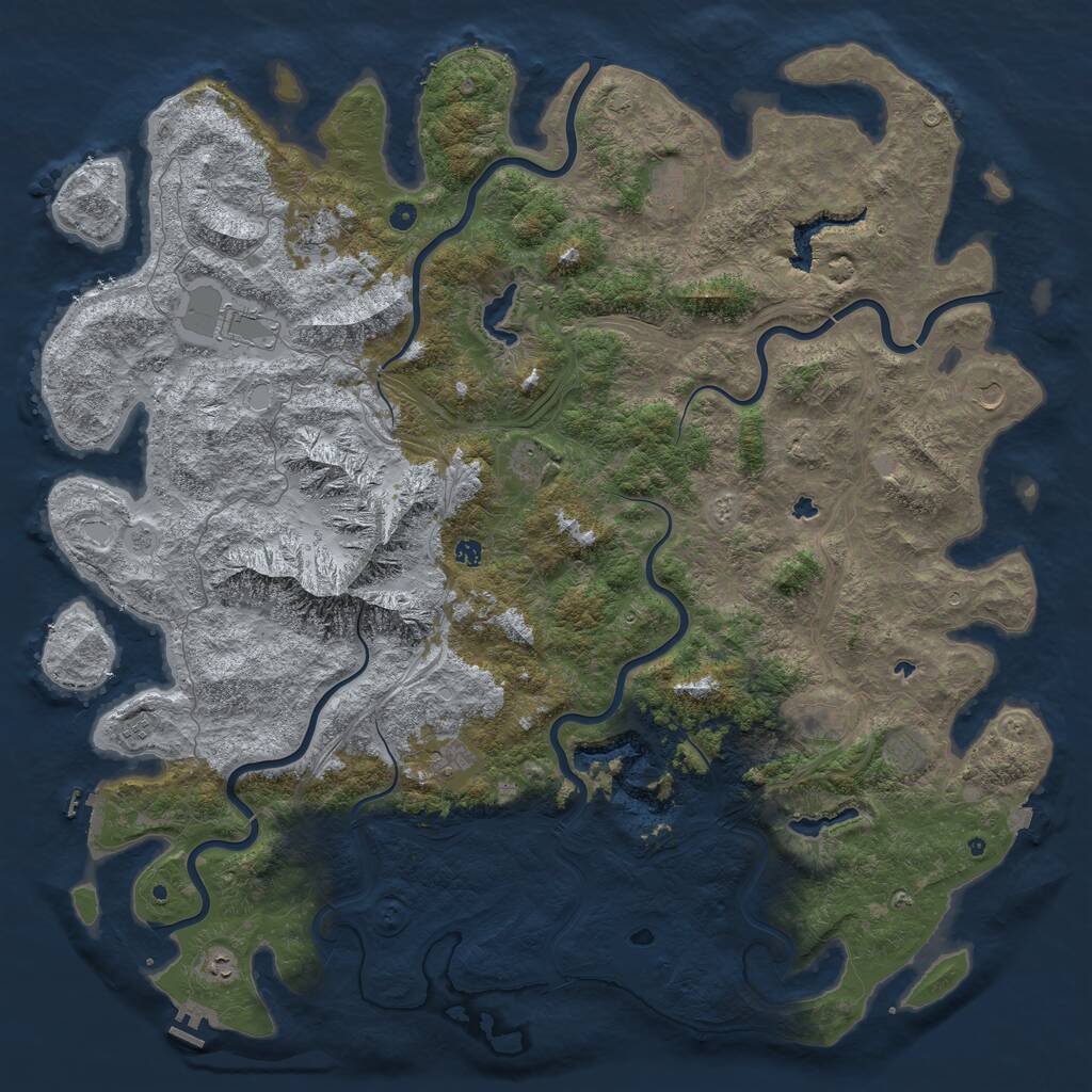 Rust Map: Procedural Map, Size: 6000, Seed: 42445805, 17 Monuments