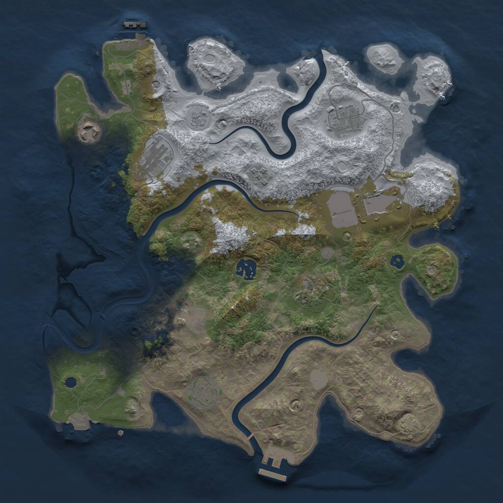 Rust Map: Procedural Map, Size: 3600, Seed: 621327655, 15 Monuments