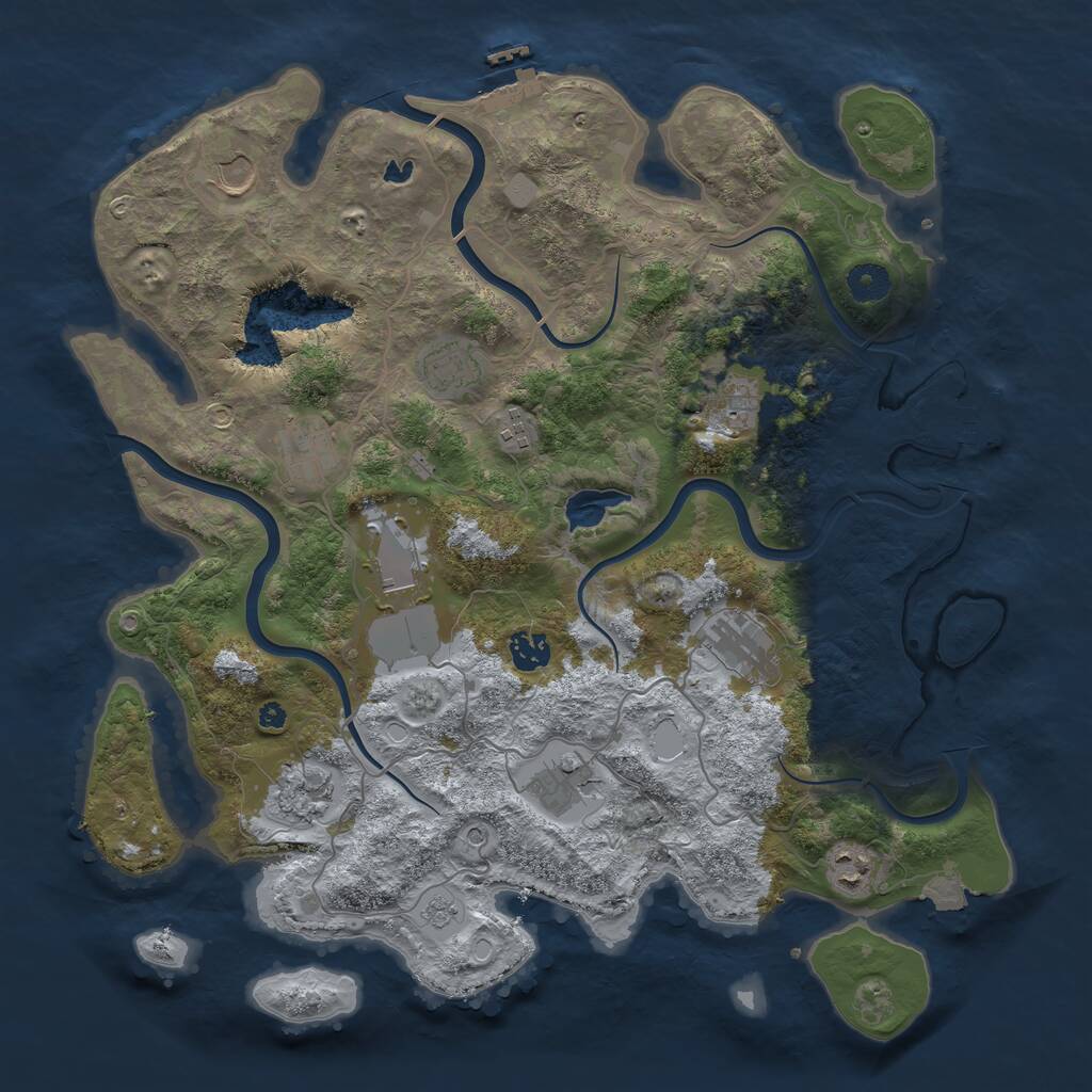 Rust Map: Procedural Map, Size: 4000, Seed: 310295214, 17 Monuments
