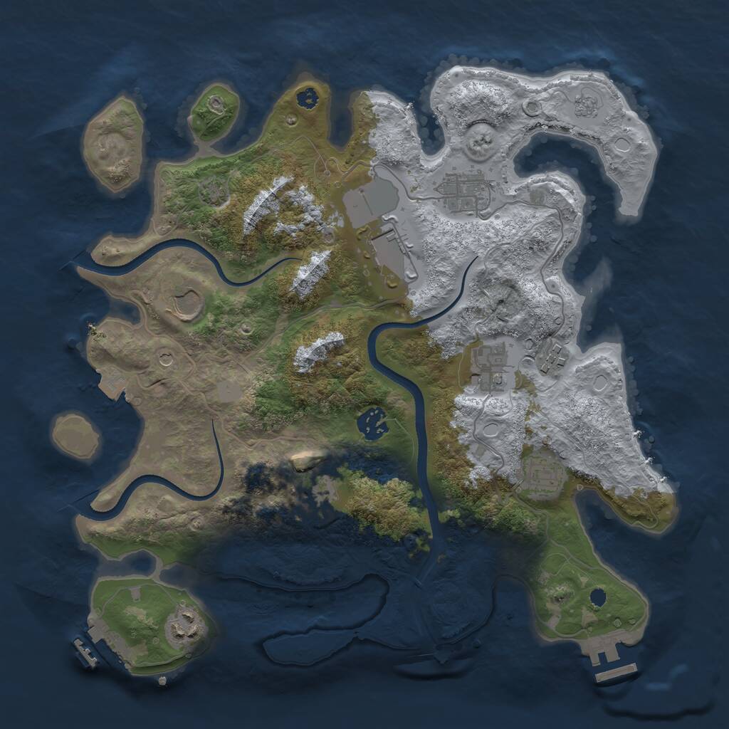 Rust Map: Procedural Map, Size: 3500, Seed: 1071398154, 15 Monuments