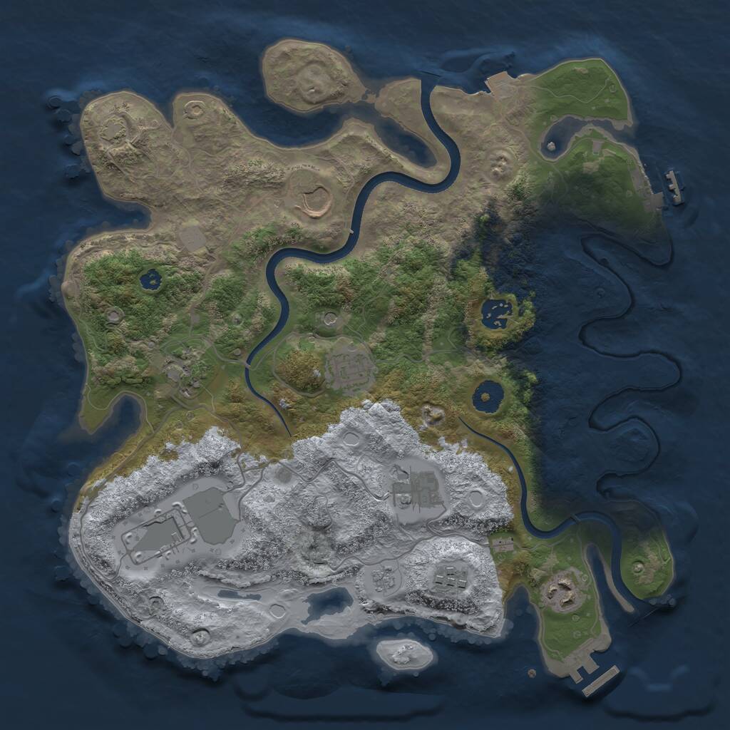Rust Map: Procedural Map, Size: 3500, Seed: 1422933948, 14 Monuments