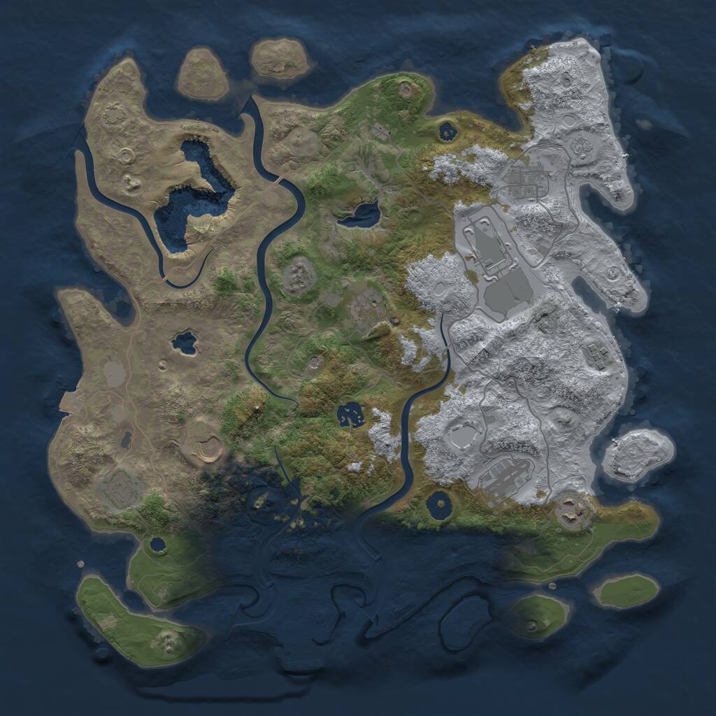 Rust Map: Procedural Map, Size: 4000, Seed: 907546090, 14 Monuments