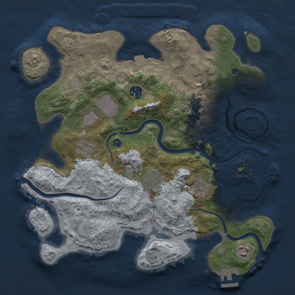 Rust Map: Procedural Map, Size: 3500, Seed: 532175314, 14 Monuments
