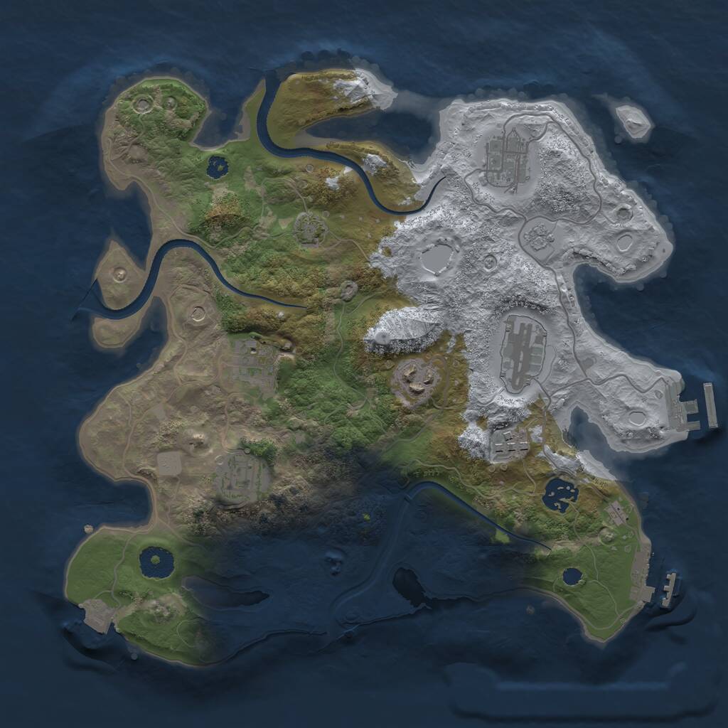 Rust Map: Procedural Map, Size: 3250, Seed: 886617834, 13 Monuments