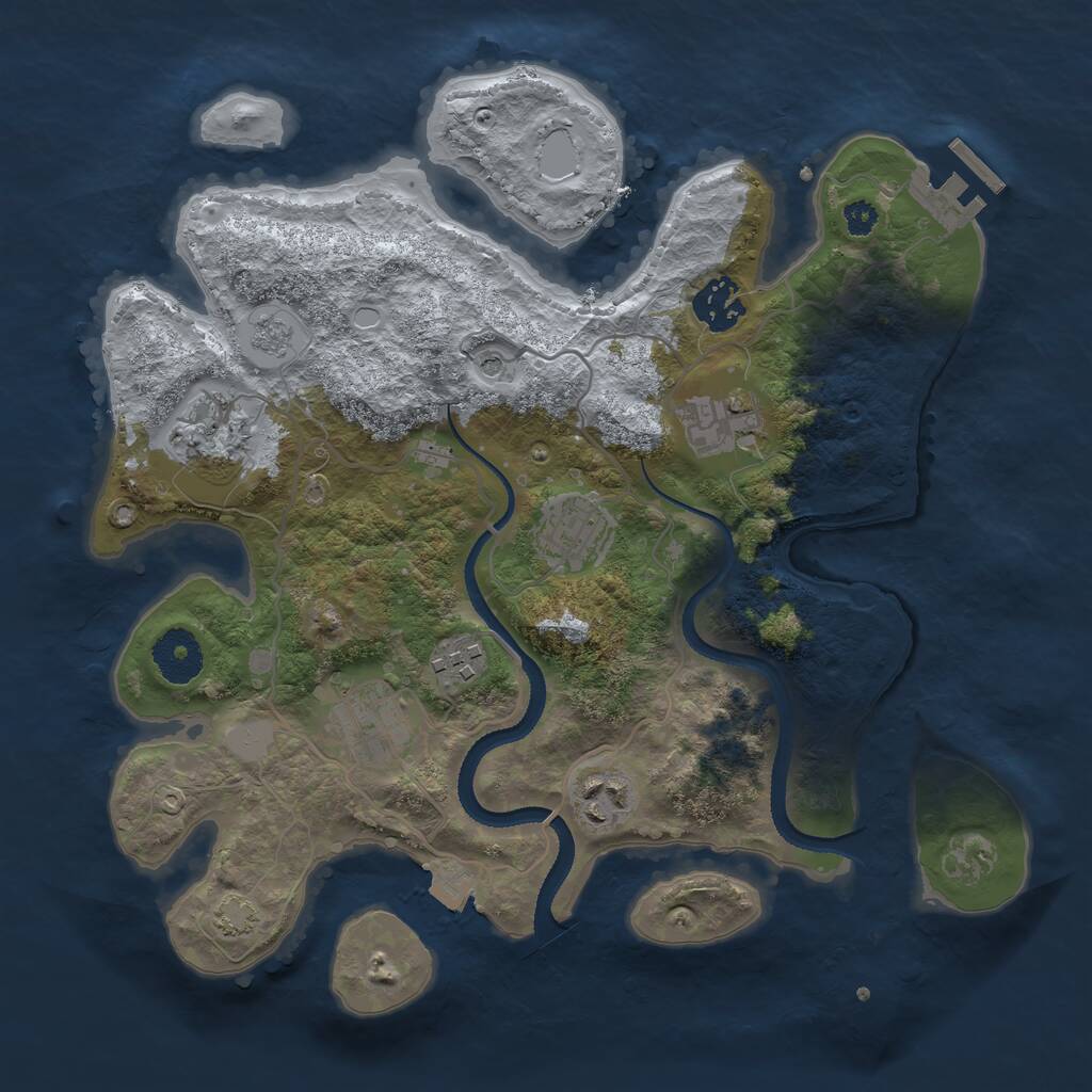 Rust Map: Procedural Map, Size: 3200, Seed: 41531956, 12 Monuments