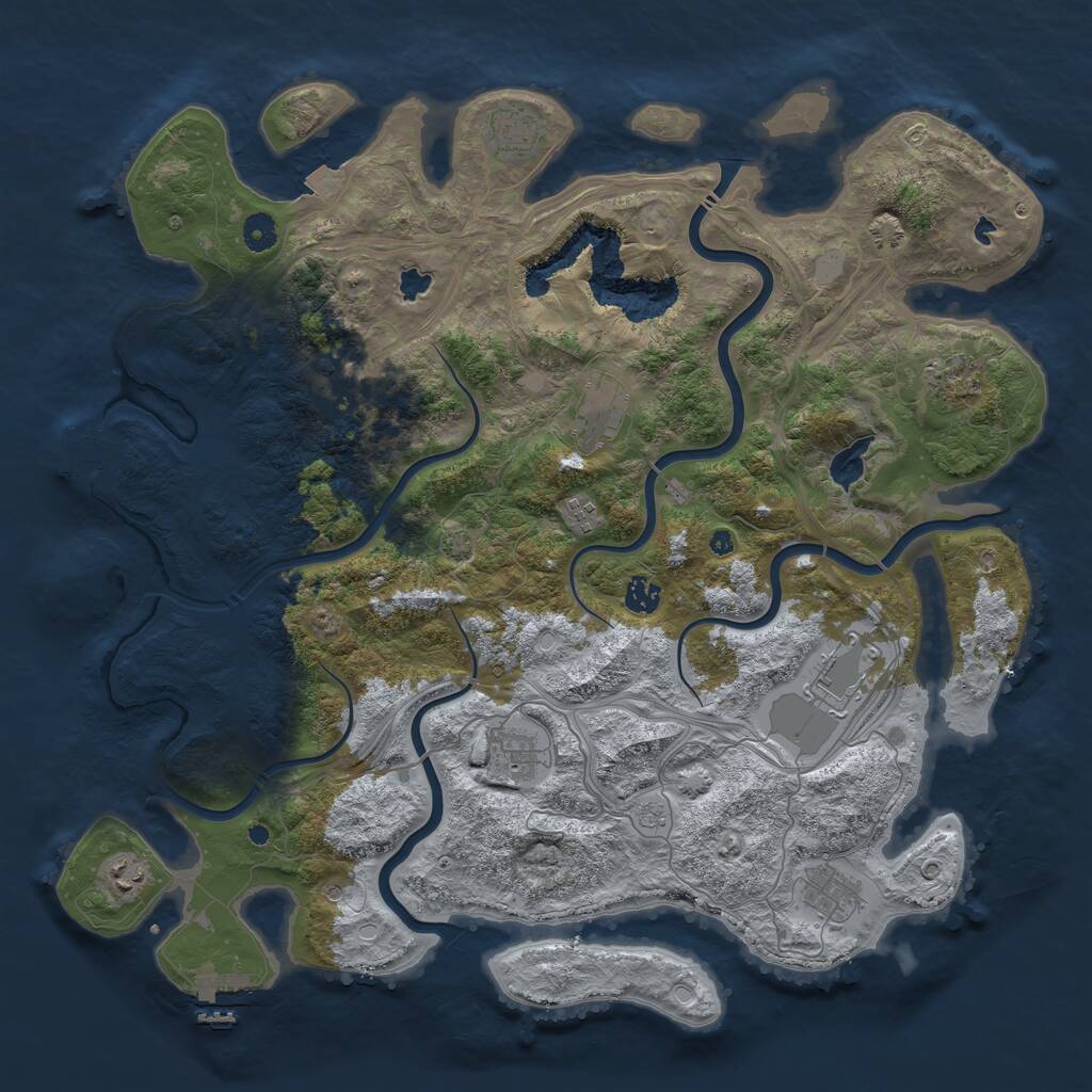 Rust Map: Procedural Map, Size: 4500, Seed: 833435535, 16 Monuments