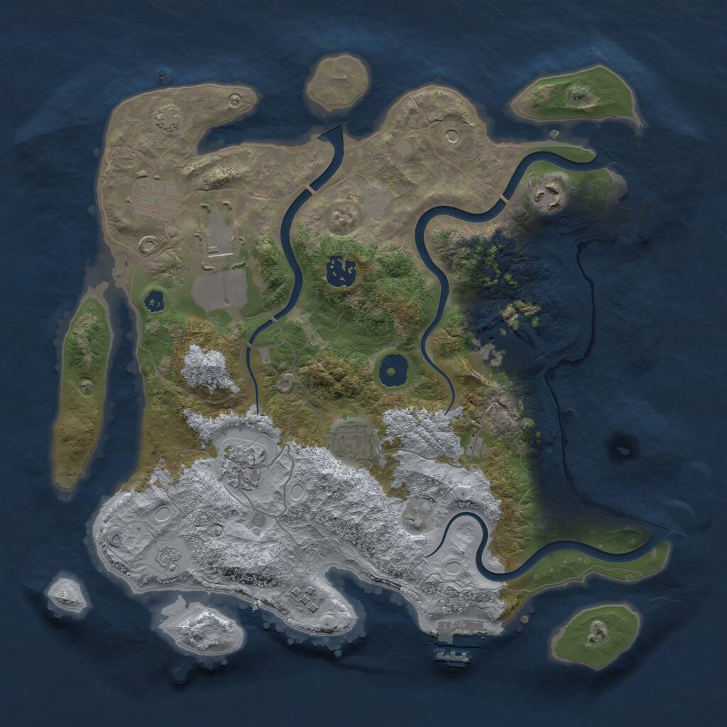 Rust Map: Procedural Map, Size: 3500, Seed: 1273987140, 14 Monuments