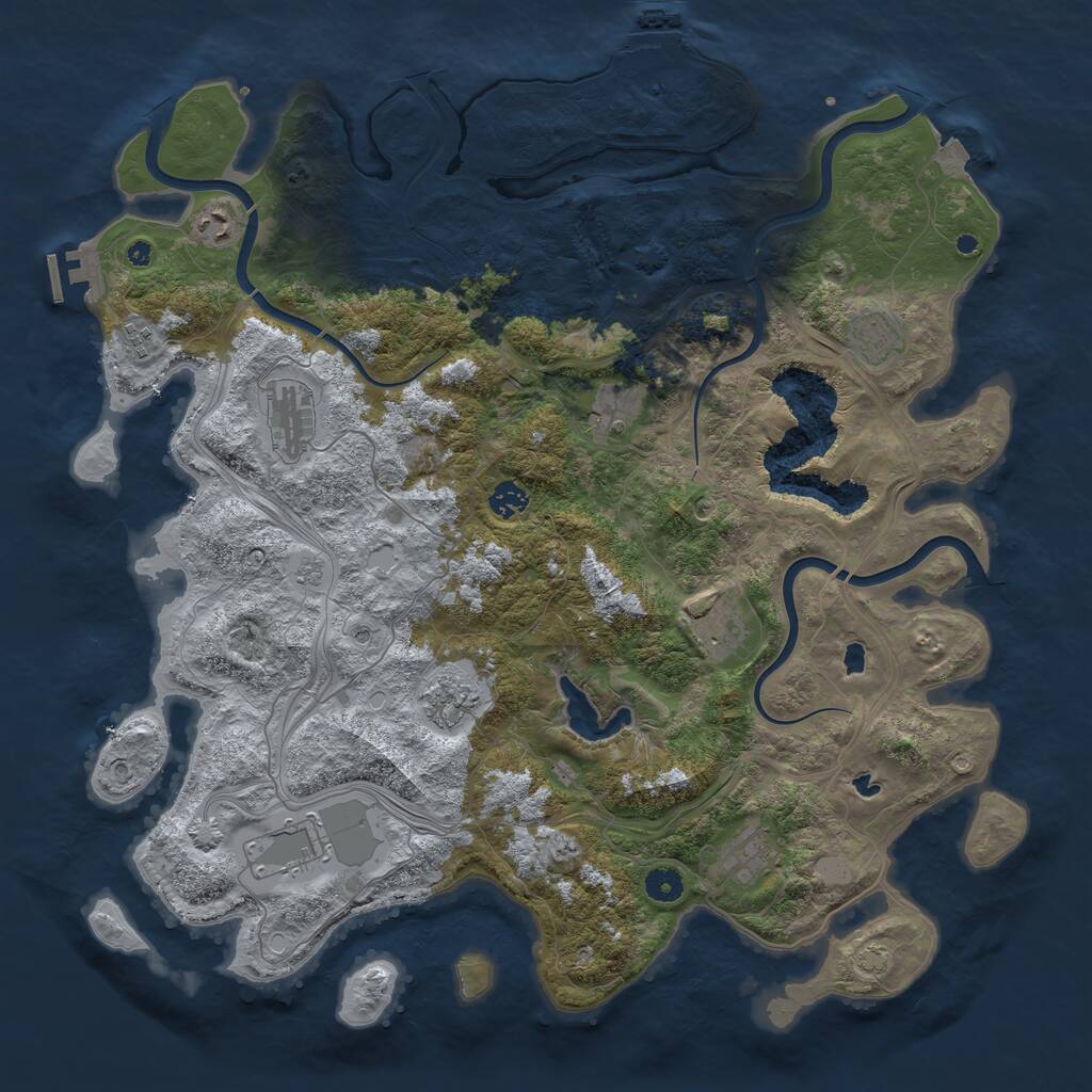 Rust Map: Procedural Map, Size: 4500, Seed: 736542, 16 Monuments