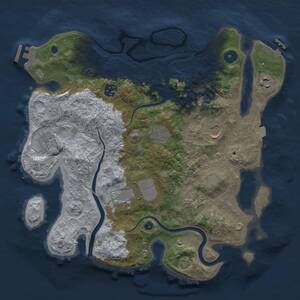 Thumbnail Rust Map: Procedural Map, Size: 3500, Seed: 303937715, 14 Monuments
