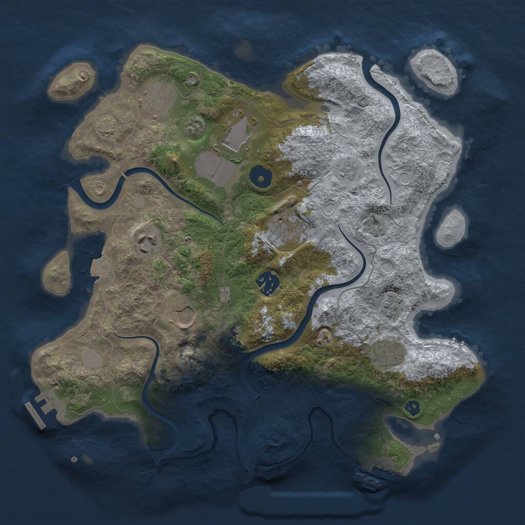 Rust Map: Procedural Map, Size: 3500, Seed: 1910576810, 14 Monuments
