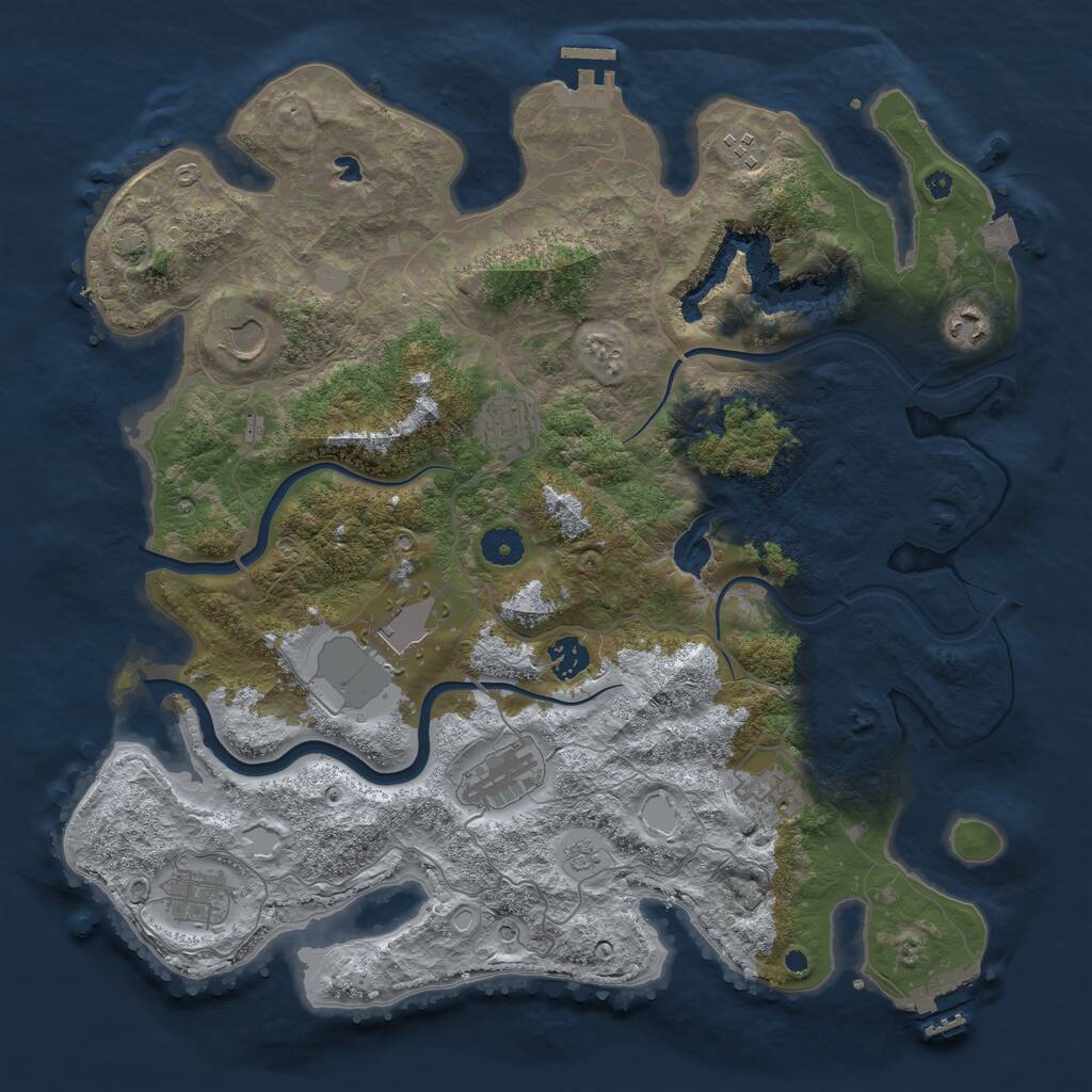 Rust Map: Procedural Map, Size: 4000, Seed: 135776046, 15 Monuments