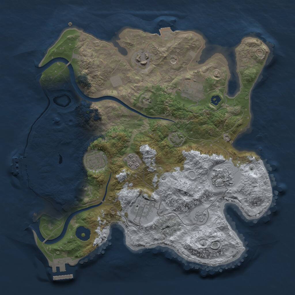 Rust Map: Procedural Map, Size: 3000, Seed: 1862338855, 12 Monuments