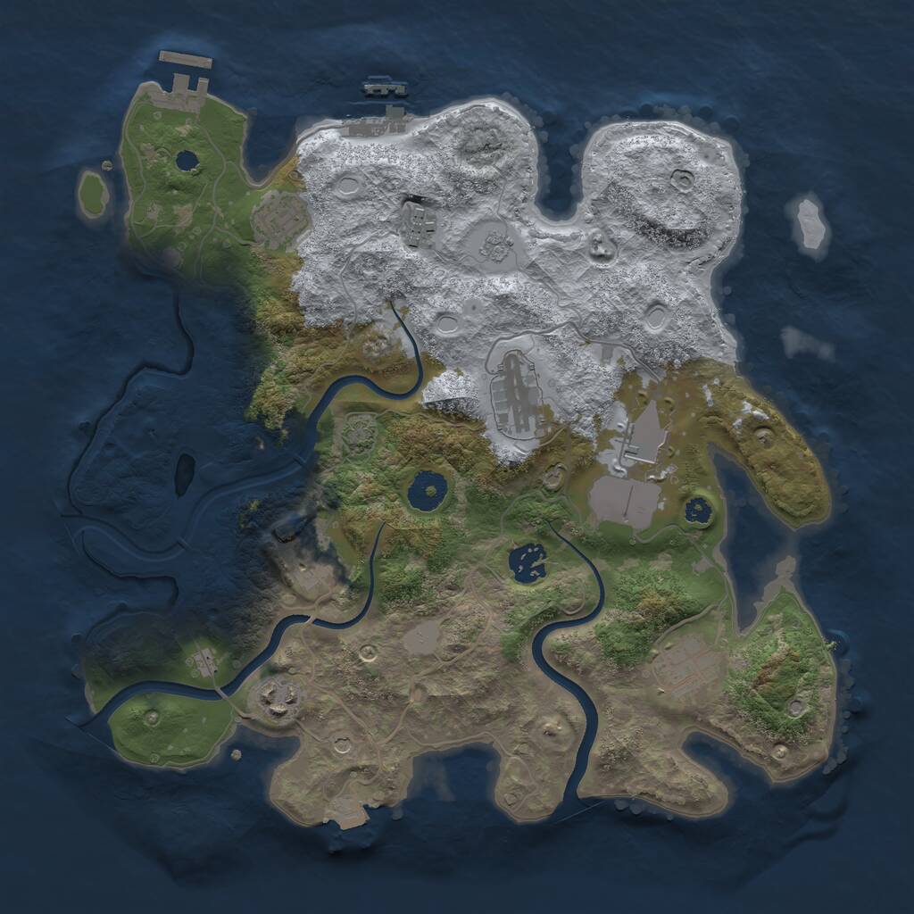 Rust Map: Procedural Map, Size: 3500, Seed: 2093138935, 14 Monuments