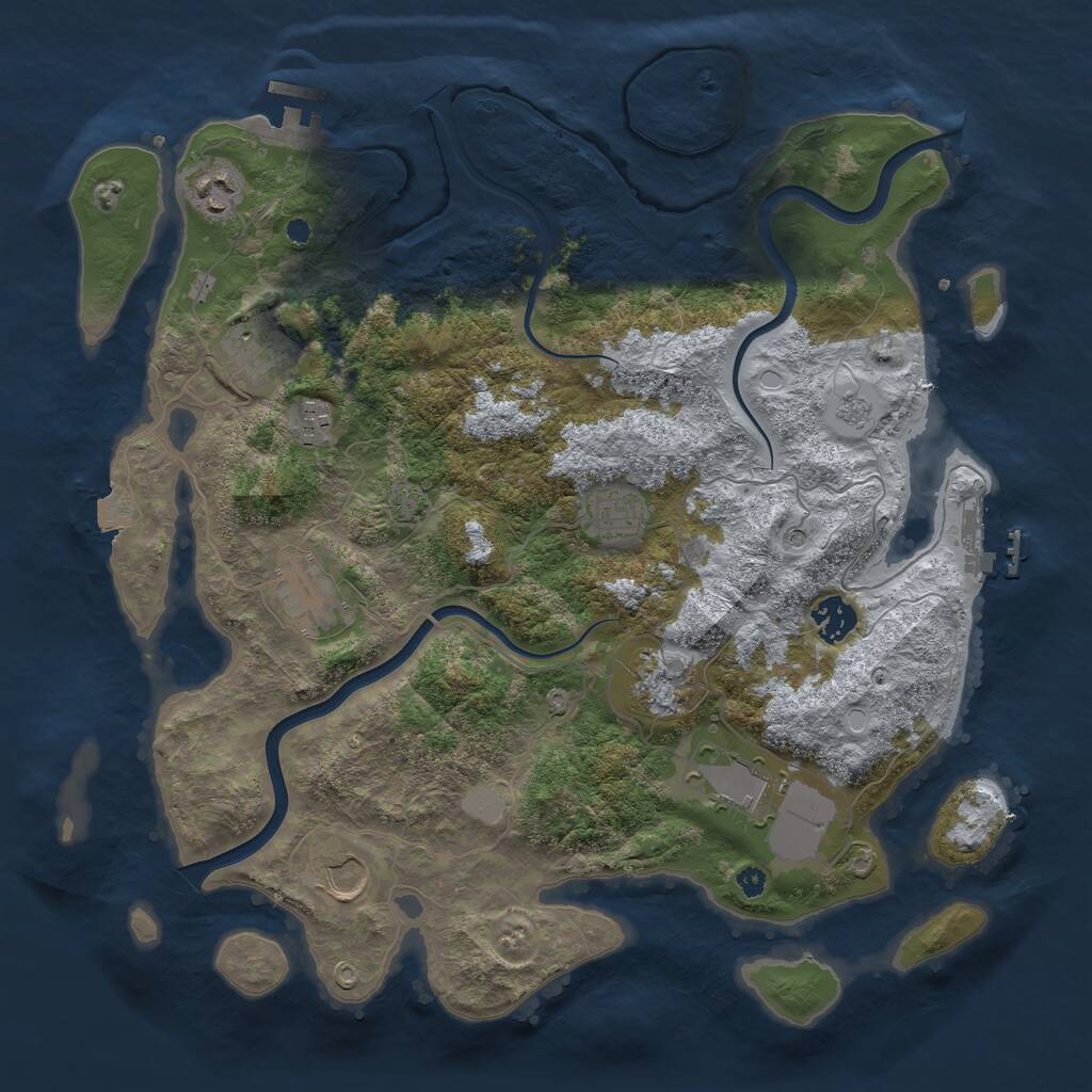Rust Map: Procedural Map, Size: 3750, Seed: 2089942500, 15 Monuments