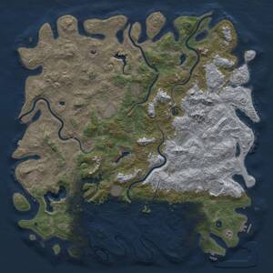 Thumbnail Rust Map: Procedural Map, Size: 6000, Seed: 448993168, 17 Monuments