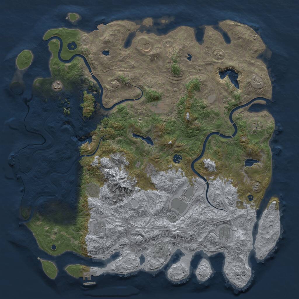 Rust Map: Procedural Map, Size: 5000, Seed: 63390265, 17 Monuments
