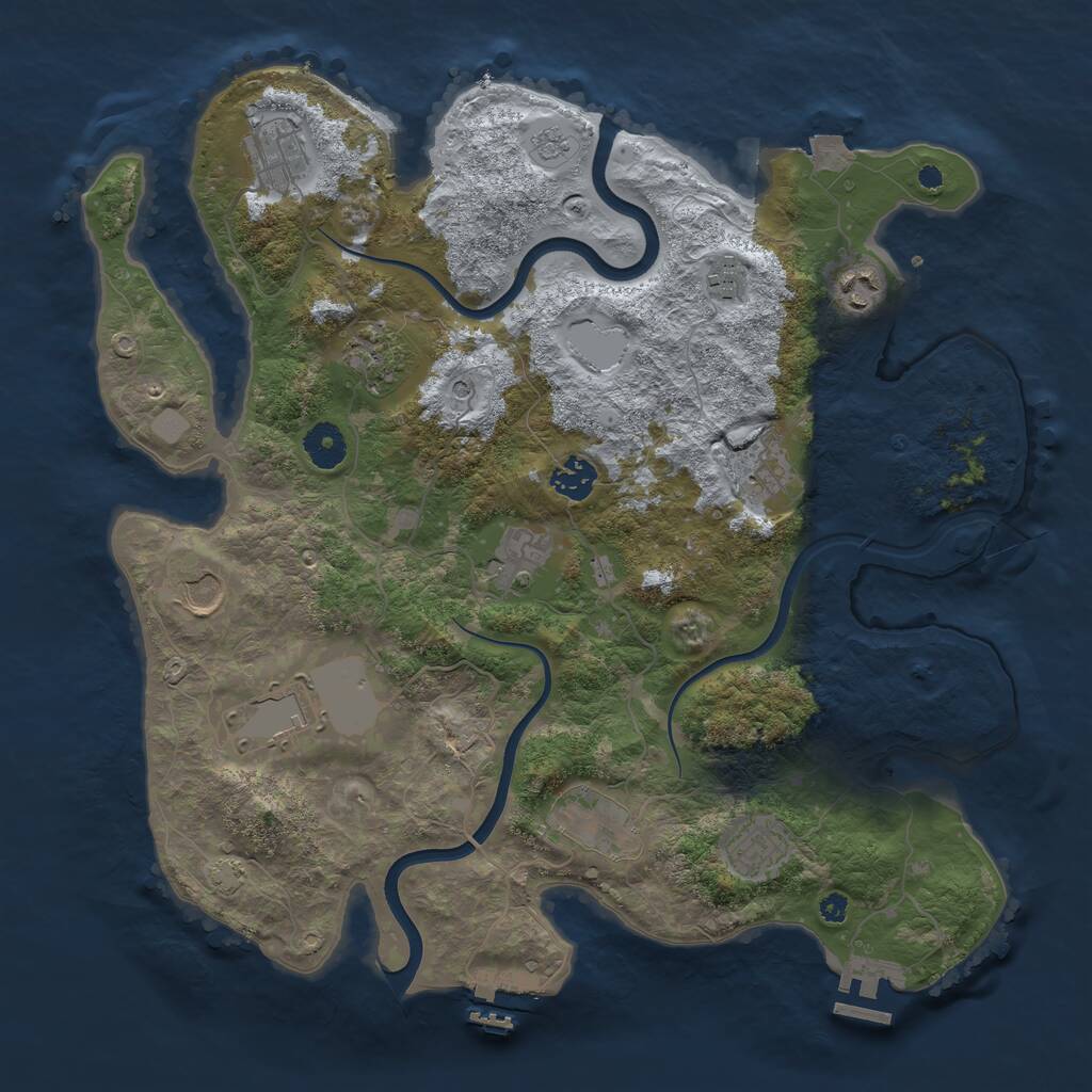 Rust Map: Procedural Map, Size: 3800, Seed: 1538234986, 17 Monuments