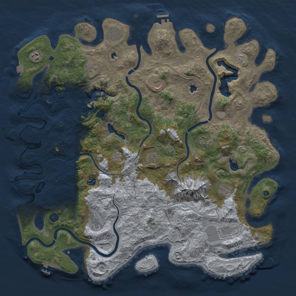 Rust Map: Procedural Map, Size: 5000, Seed: 1936540303, 17 Monuments