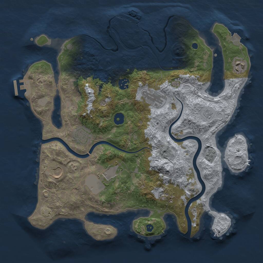 Rust Map: Procedural Map, Size: 3500, Seed: 117762077, 14 Monuments