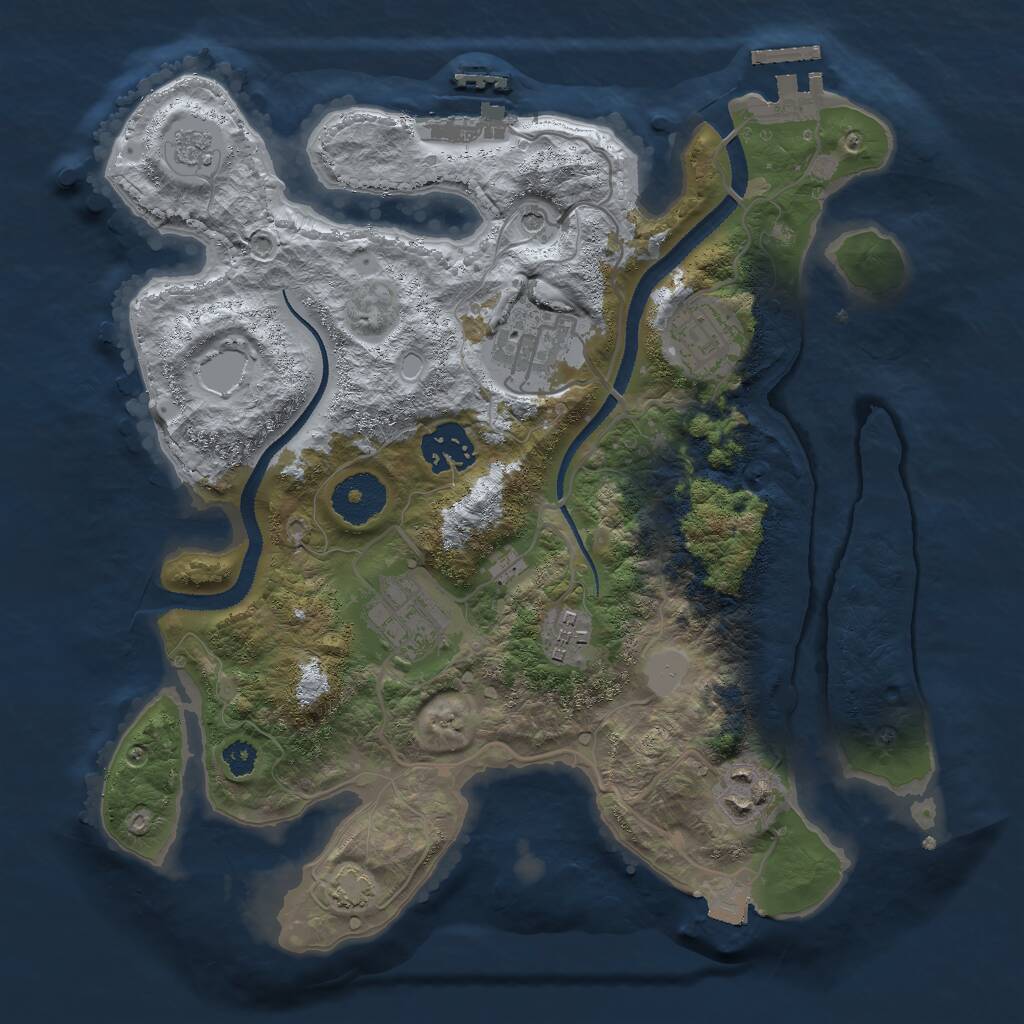 Rust Map: Procedural Map, Size: 3000, Seed: 86456, 12 Monuments