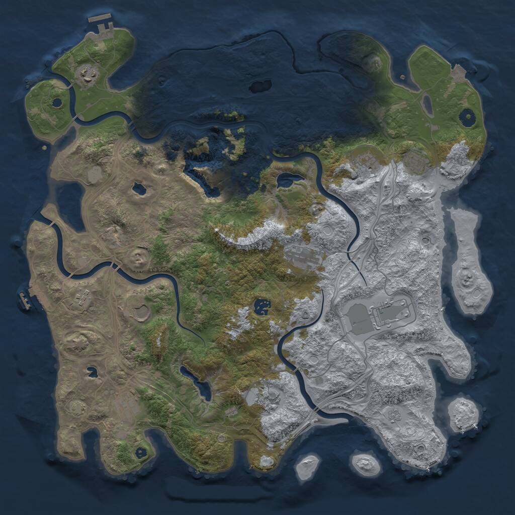 Rust Map: Procedural Map, Size: 4500, Seed: 1924984277, 16 Monuments