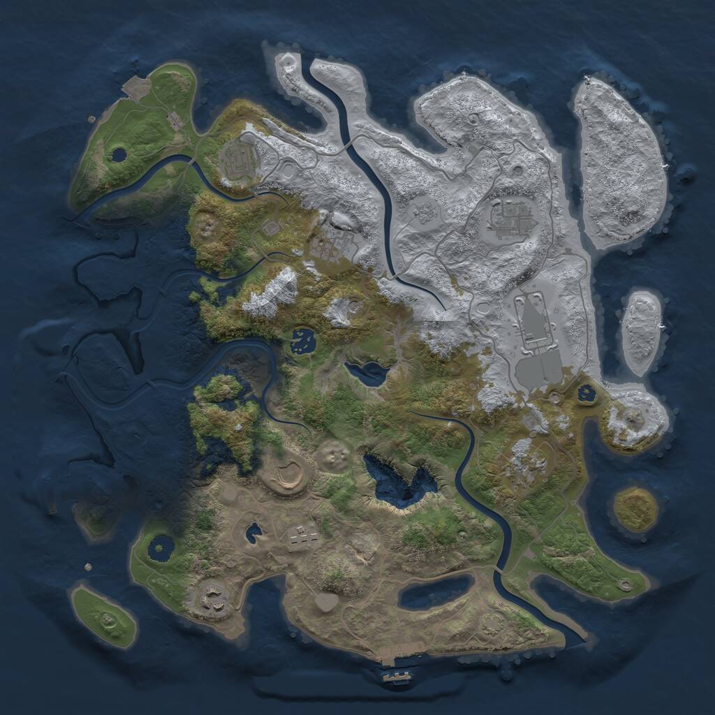 Rust Map: Procedural Map, Size: 4000, Seed: 1813025040, 15 Monuments