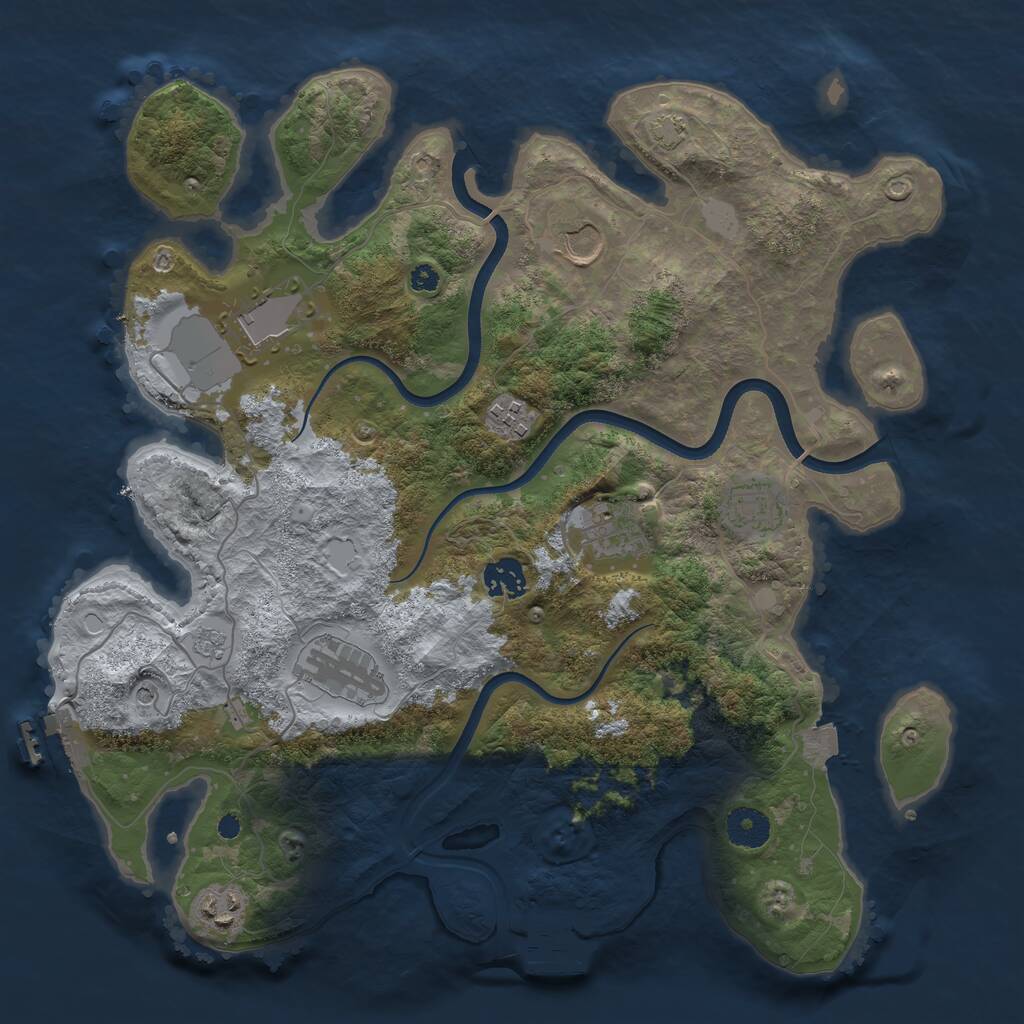 Rust Map: Procedural Map, Size: 3650, Seed: 807849569, 14 Monuments