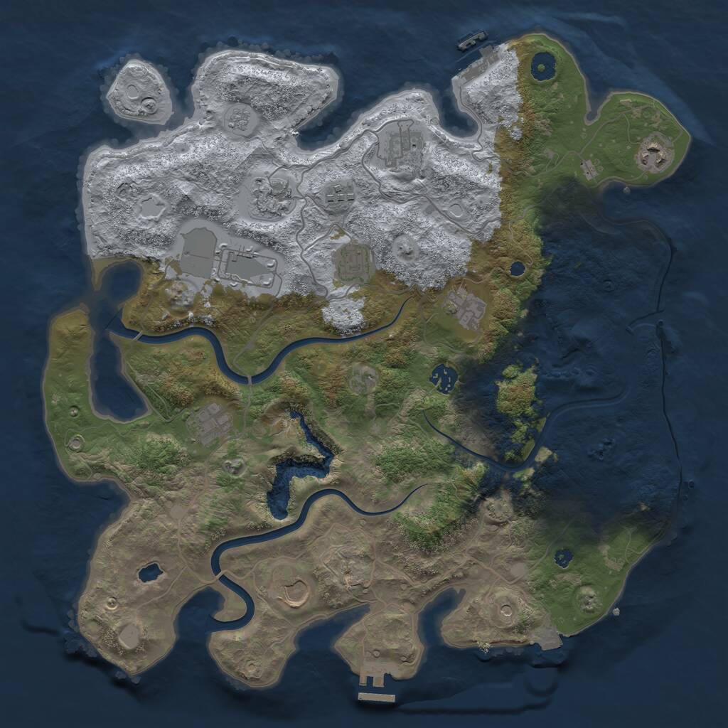 Rust Map: Procedural Map, Size: 4000, Seed: 1507905389, 16 Monuments