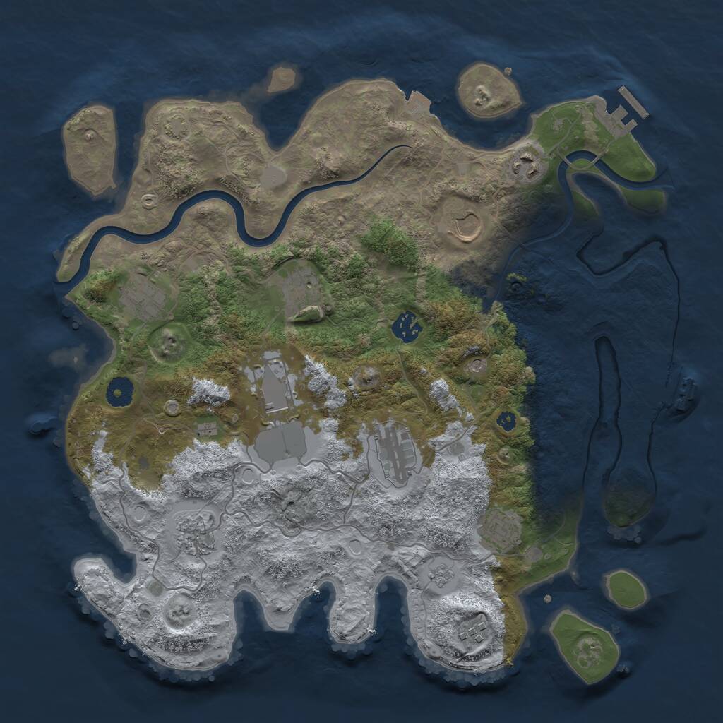Rust Map: Procedural Map, Size: 3750, Seed: 272035084, 16 Monuments