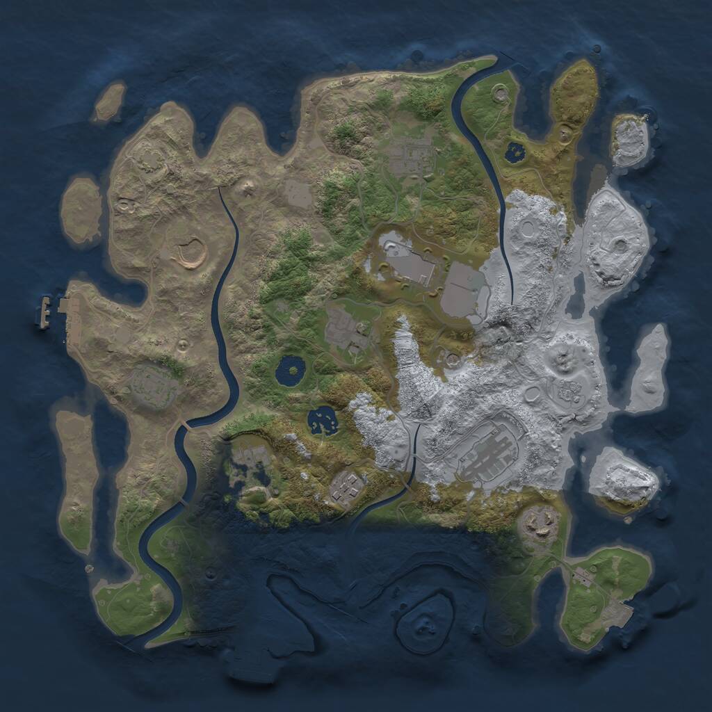 Rust Map: Procedural Map, Size: 3500, Seed: 908756410, 16 Monuments