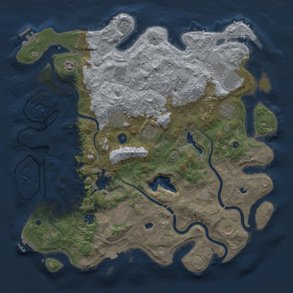 Rust Map: Procedural Map, Size: 4500, Seed: 949469471, 17 Monuments