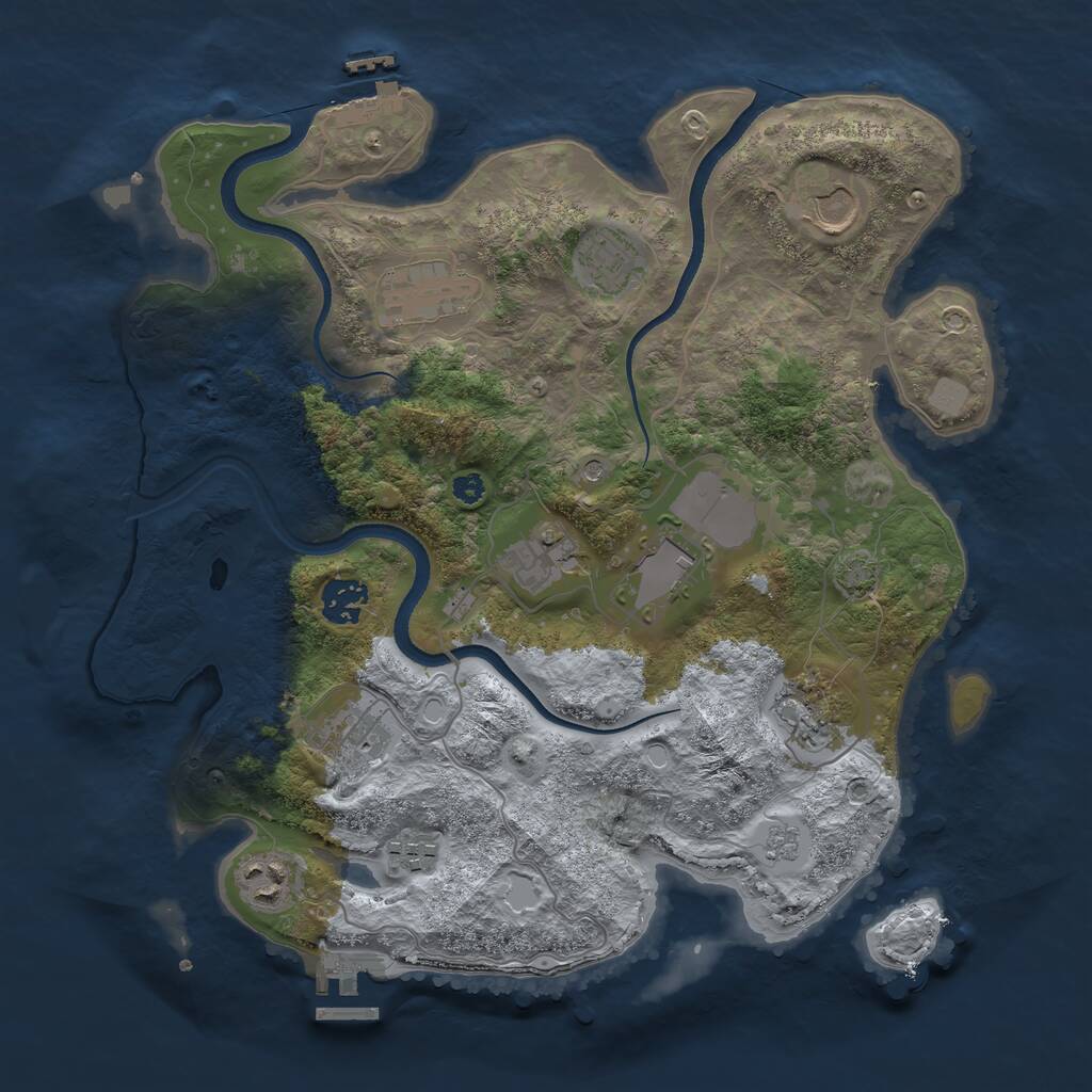 Rust Map: Procedural Map, Size: 3500, Seed: 658563657, 16 Monuments