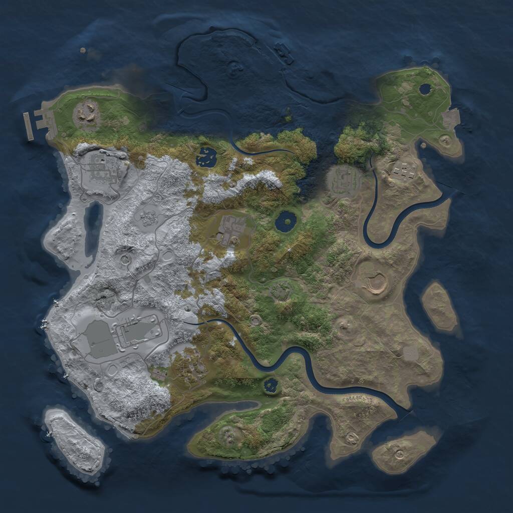 Rust Map: Procedural Map, Size: 3650, Seed: 59184984, 15 Monuments