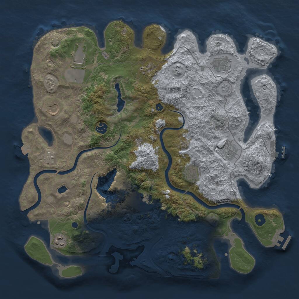 Rust Map: Procedural Map, Size: 4000, Seed: 1393399042, 16 Monuments