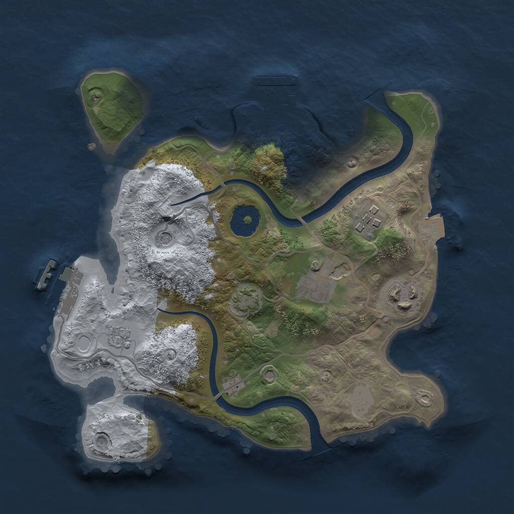 Rust Map: Procedural Map, Size: 2500, Seed: 1416754621, 9 Monuments