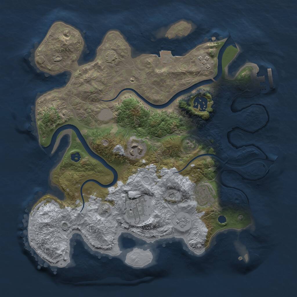 Rust Map: Procedural Map, Size: 3000, Seed: 37752, 10 Monuments
