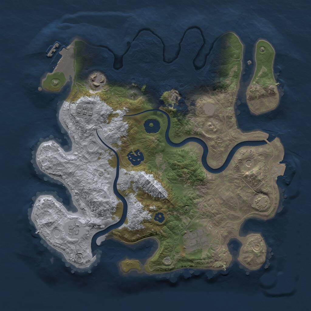 Rust Map: Procedural Map, Size: 3000, Seed: 1337281779, 9 Monuments
