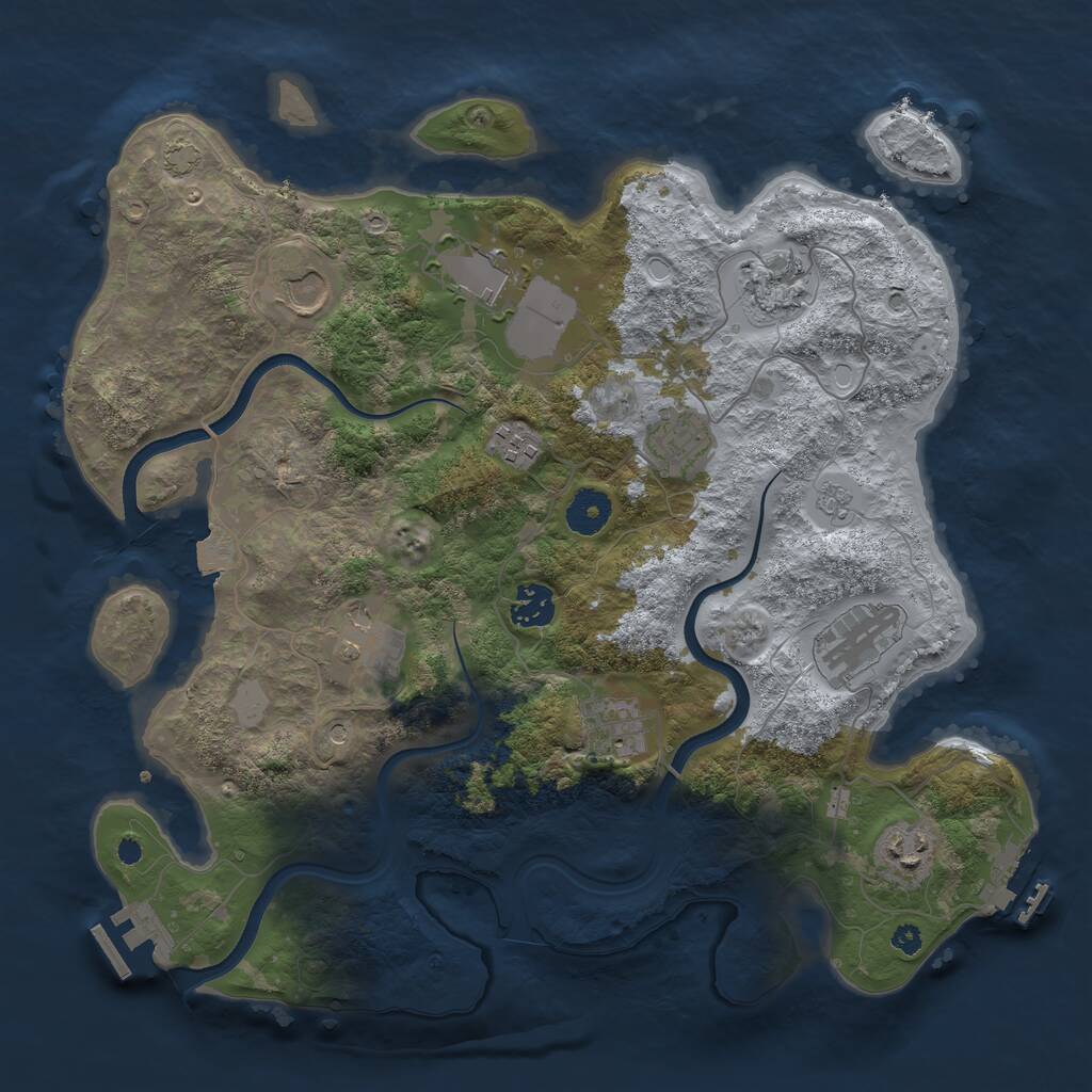 Rust Map: Procedural Map, Size: 3650, Seed: 44501, 16 Monuments