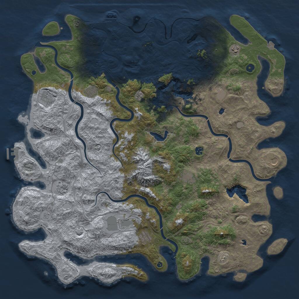 Rust Map: Procedural Map, Size: 5500, Seed: 1264446489, 17 Monuments