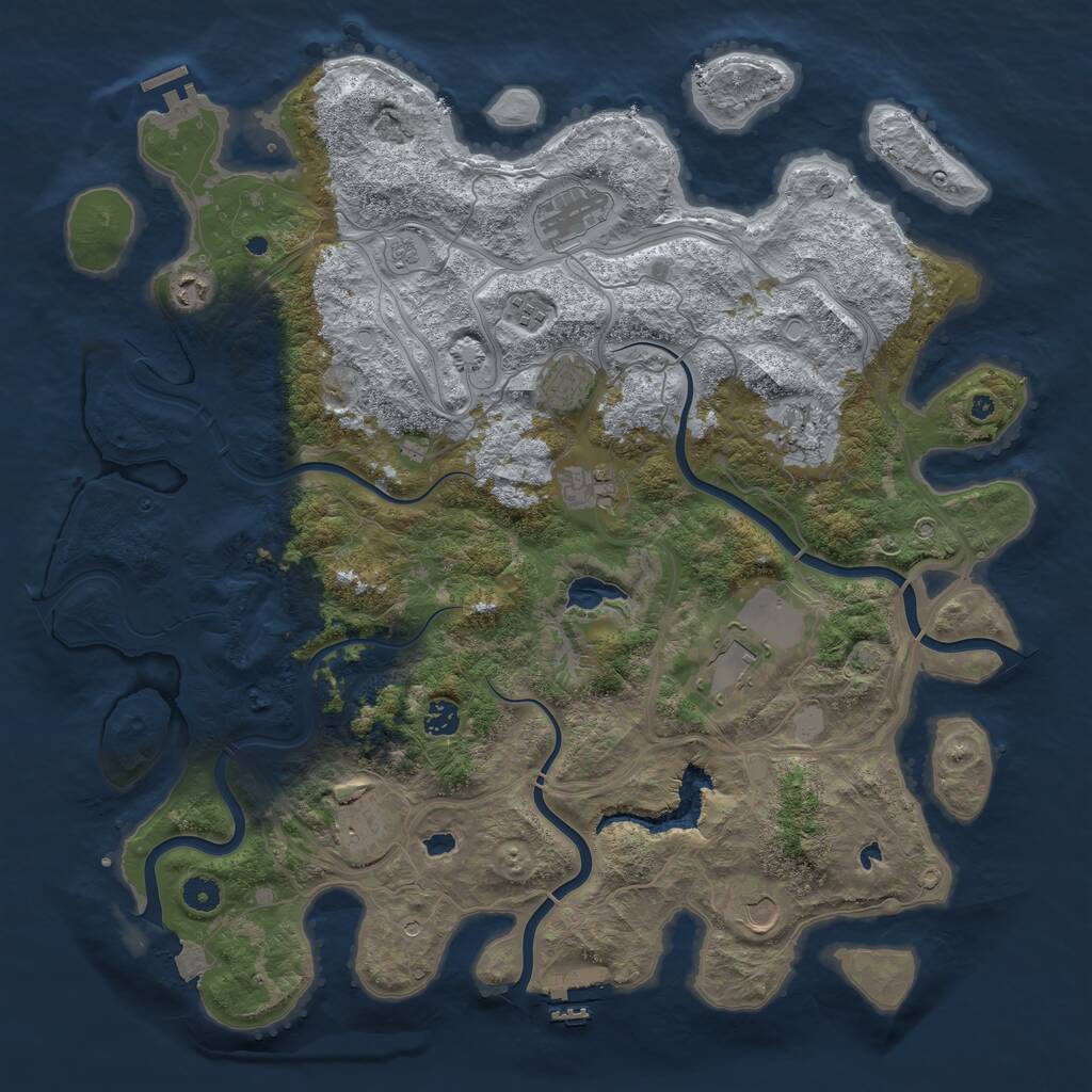 Rust Map: Procedural Map, Size: 4526, Seed: 1, 16 Monuments