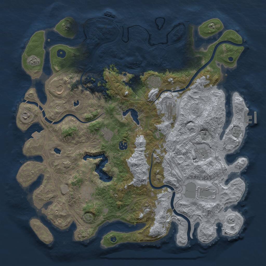 Rust Map: Procedural Map, Size: 4500, Seed: 2138980229, 17 Monuments
