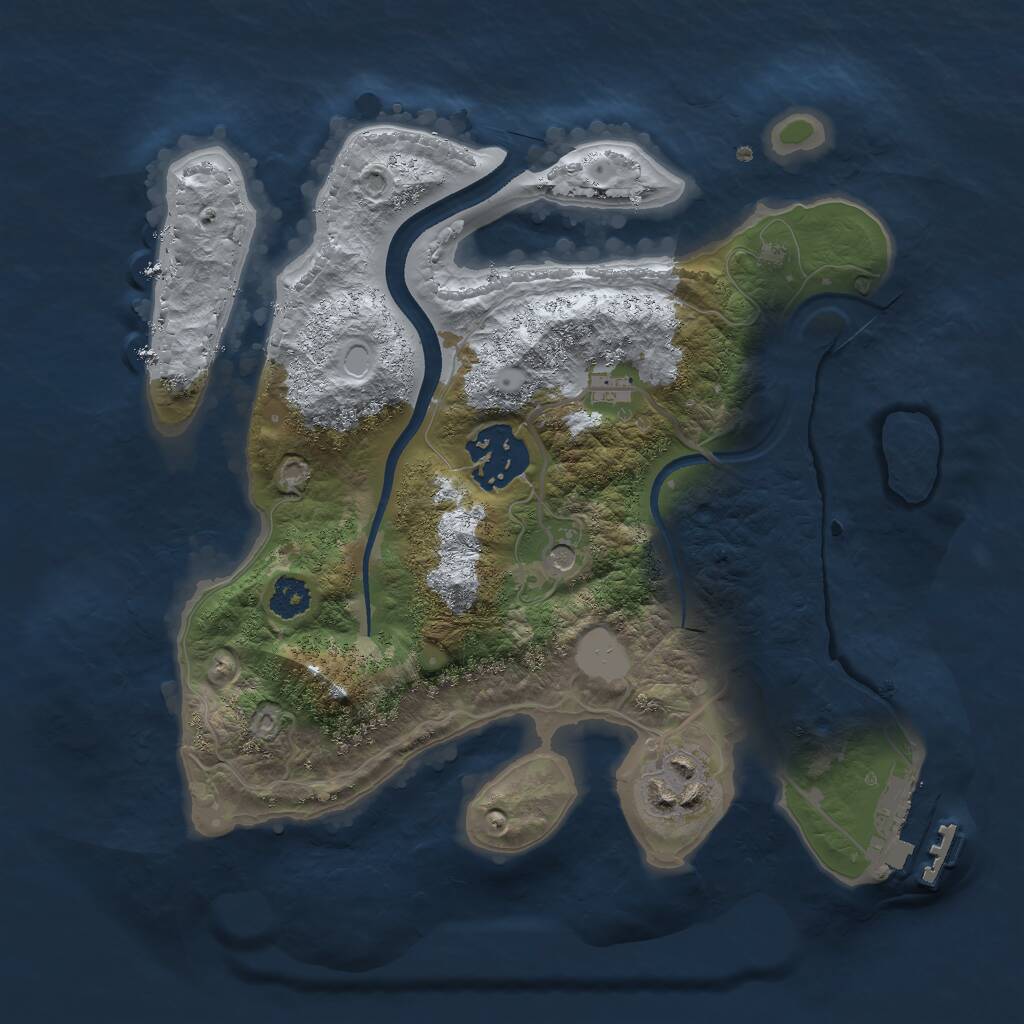 Rust Map: Procedural Map, Size: 2500, Seed: 95676, 5 Monuments