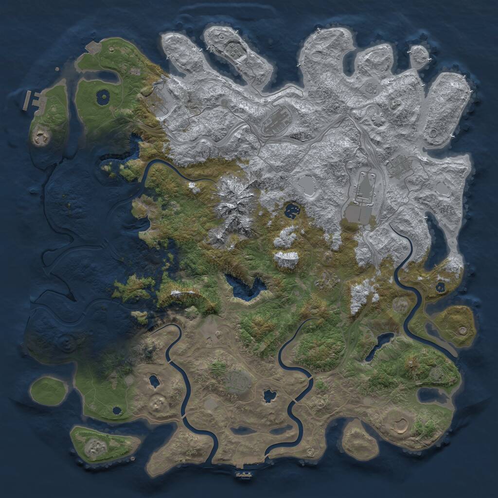 Rust Map: Procedural Map, Size: 5000, Seed: 1810423531, 17 Monuments